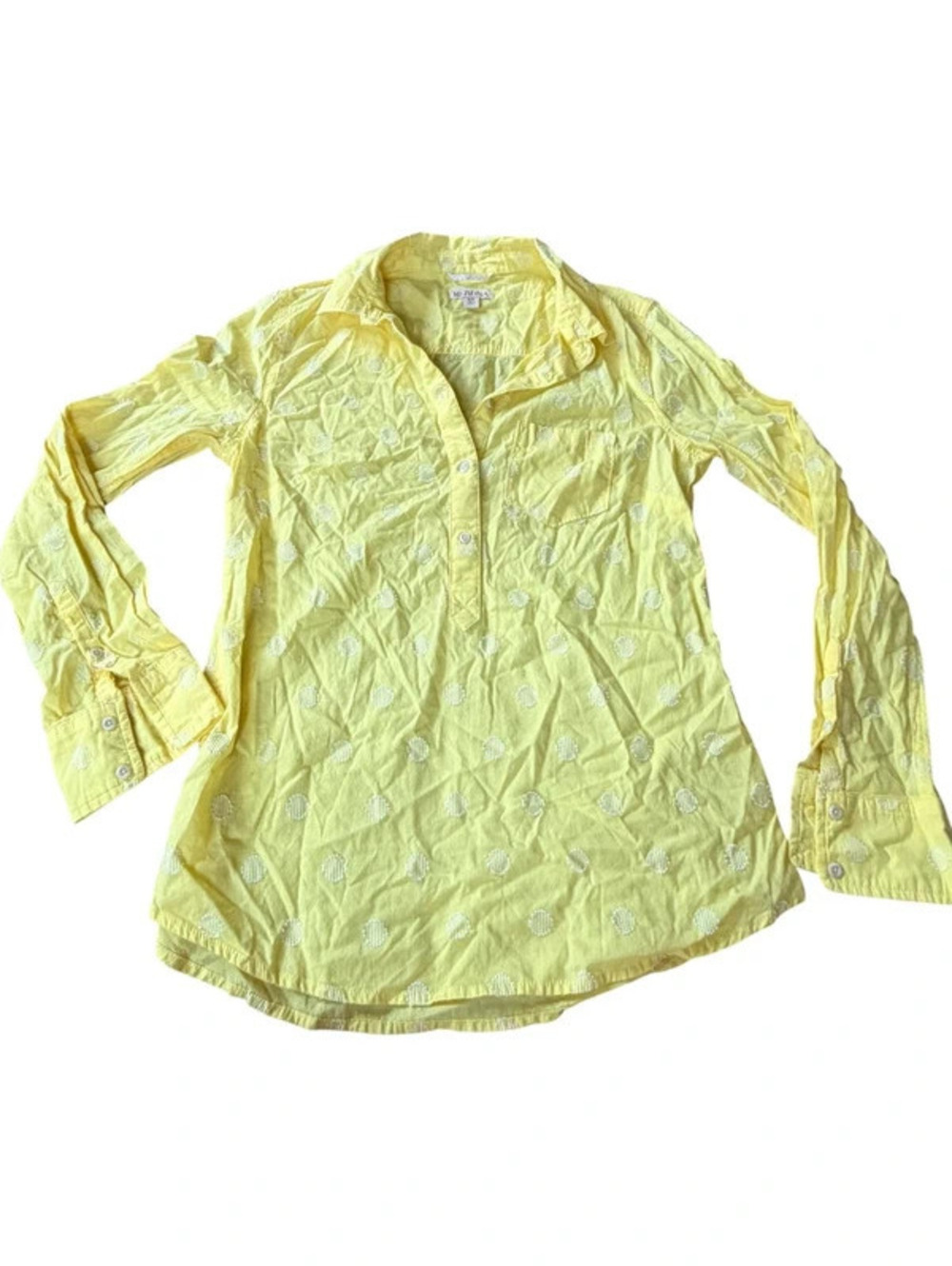 Merona Womens Yellow and White long sleeve top size S/P 2148